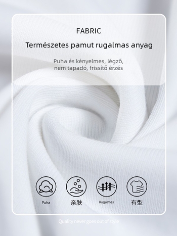 Soossn Slim Fit bordázott pamut póló nyomtatással (betűk/számok/szöveg), rövid ujjú, kerek nyak