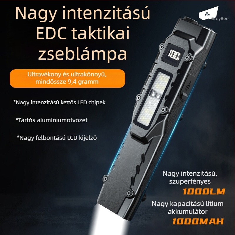 Pathfinder Bee taktikai elemlámpa, újratölthető, ultra-hosszú üzemidő, ultra‑fényes, hosszú hatótávolság, kültéri hordozható, ultra‑vékony munkalámpa
