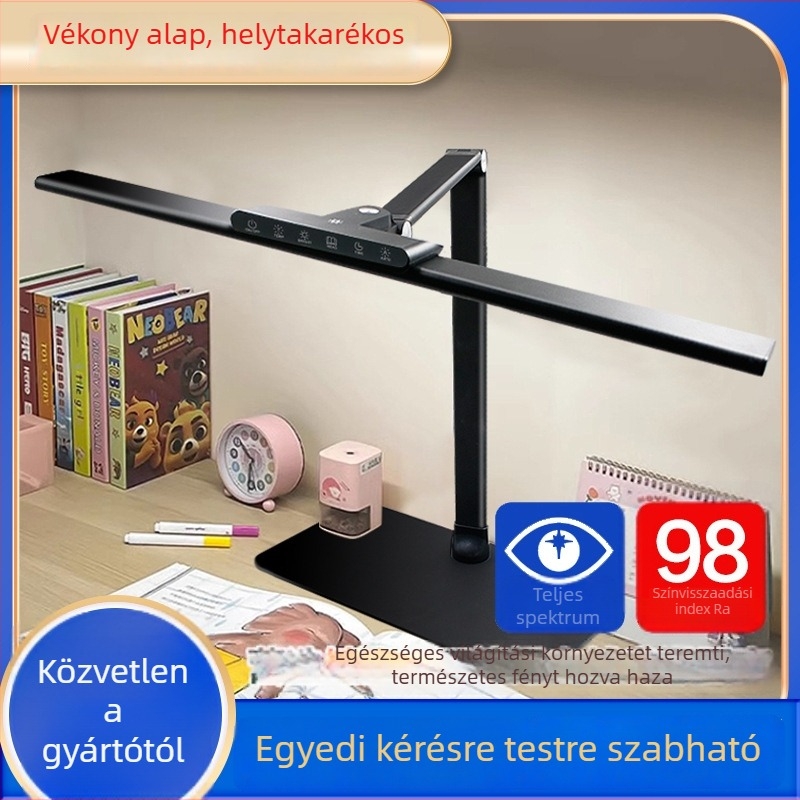 Tanuláshoz asztali lámpa szemvédő, 18W, CRI≥95, érintéses kapcsoló, fém árnyékoló, modern minimalist stílus, CE tanúsítvány