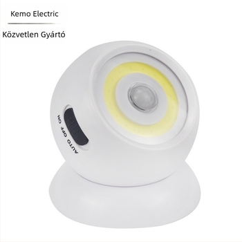 Beltéri világítás szenzoros éjjeli lámpa és munka lámpa, COB gömb alakú lámpa 360°-ban forog, 4,5 V-os 2 W akkumulátorról.