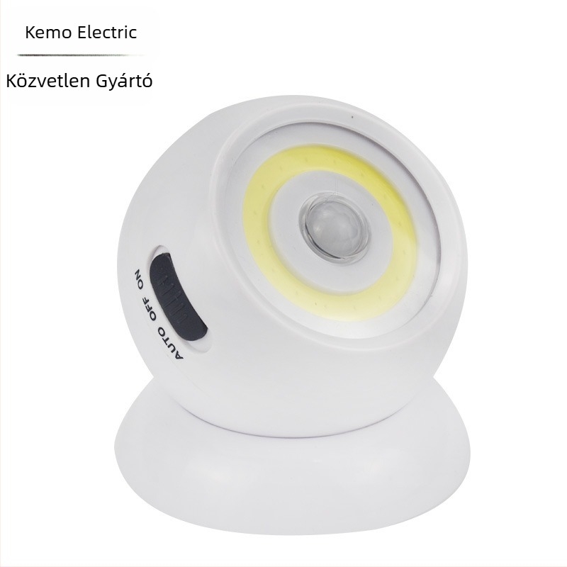 Beltéri világítás szenzoros éjjeli lámpa és munka lámpa, COB gömb alakú lámpa 360°-ban forog, 4,5 V-os 2 W akkumulátorról.