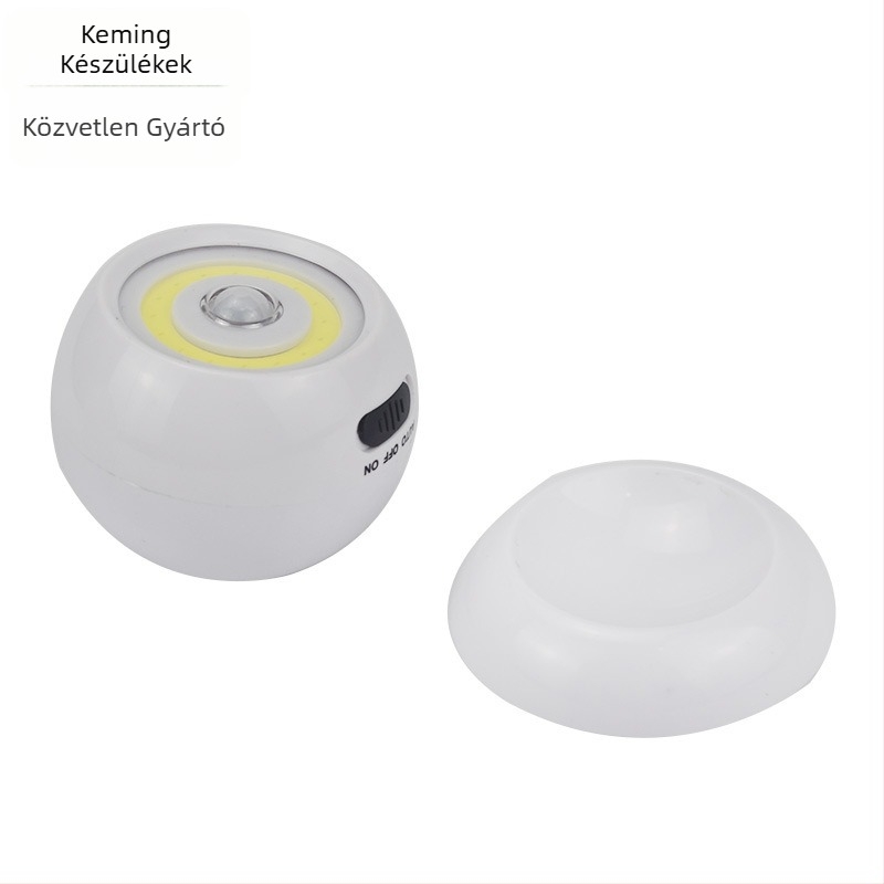 Beltéri világítás szenzoros éjjeli lámpa és munka lámpa, COB gömb alakú lámpa 360°-ban forog, 4,5 V-os 2 W akkumulátorról.