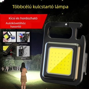 LED kulcstartó zseblámpa – újratölthető, kézi energiaellátás, ultra‑fényes, kompakt multifunkcionális munkafény, test alumíniumötvözet, 100–200 m sugar, 6 óra üzemidő