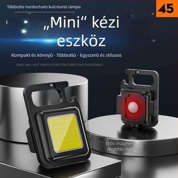 LED kulcstartó zseblámpa – újratölthető, kézi energiaellátás, ultra‑fényes, kompakt multifunkcionális munkafény, test alumíniumötvözet, 100–200 m sugar, 6 óra üzemidő