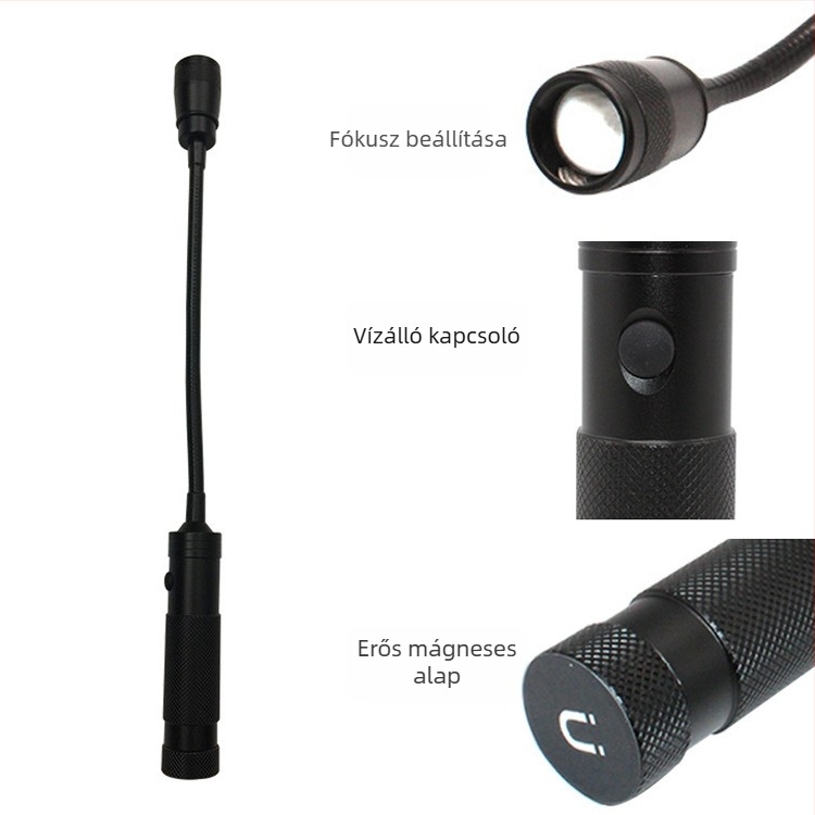 Kültéri BBQ LED zseblámpa teleszkópos karral, 360° forgás, mágneses fókuszálás, 10W, 1200mAh