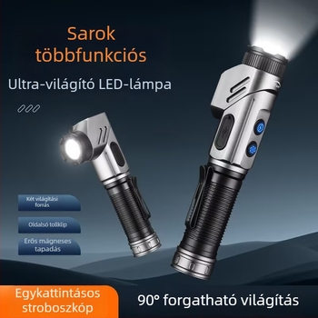 LED elemlámpa 360°-os forgással, újratölthető 4000mAh, 20W, alumínium ház, hordozható kültéri munka- és kemping világítás