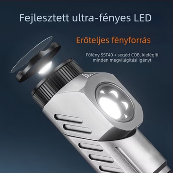 LED elemlámpa 360°-os forgással, újratölthető 4000mAh, 20W, alumínium ház, hordozható kültéri munka- és kemping világítás