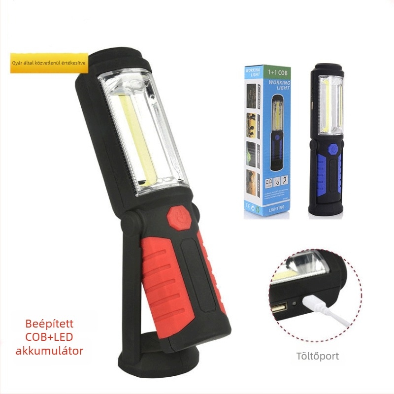 COB munka lámpa mágnessel, LED 3W, USB töltés, beépített akkumulátor, 6000K, élettartam 10000 óra