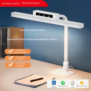 LED asztali lámpa szemvédelmére, clipses olvasáshoz, AA-szintű megvilágítás, érintéses vezérlés, fény a tanuláshoz