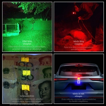COB LED-es mini kulcstartó munkalámpa, napelemes töltés, 5W, 100–240 lm fényerő, kézi hajtott üzem