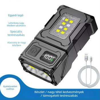 Klipses sapka COB LED fény – erős fényű, újratölthető, hordozható, 3.7V, 5W, kézi nyomógombos kapcsoló