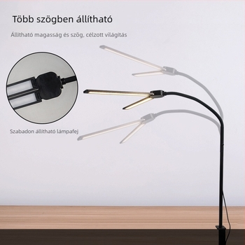 Csipeszes asztali lámpa két fejjel a szemvédelméért, USB tápegység, színbeállítható, lágy fény, időzítő – tanuláshoz és éjszakai használathoz