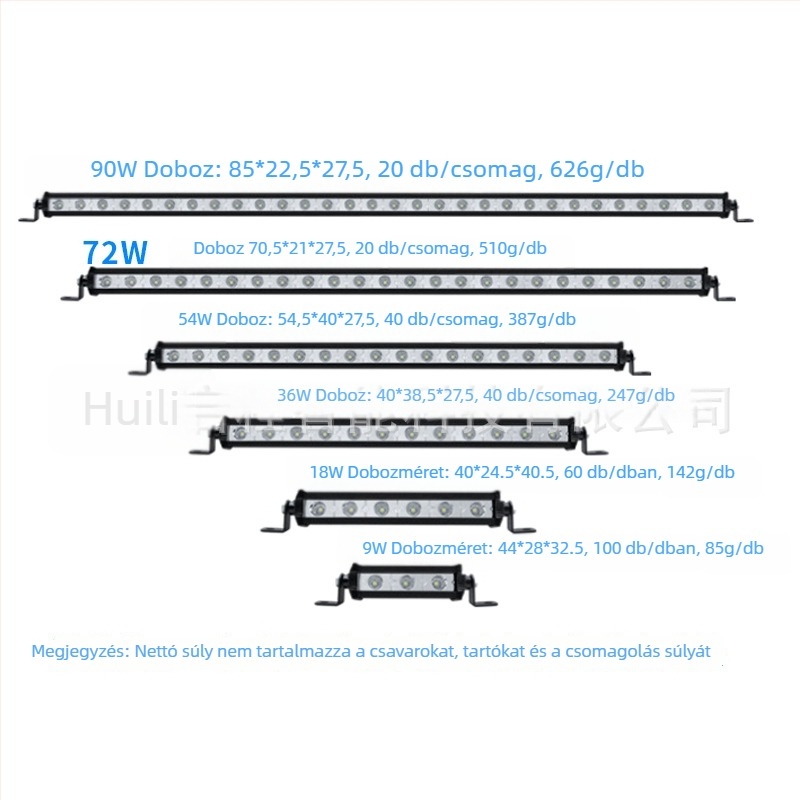 LED motorkerékpár világítás - csík LED 24W, 50V, 6000K, 6000 lm, 30 000 óra