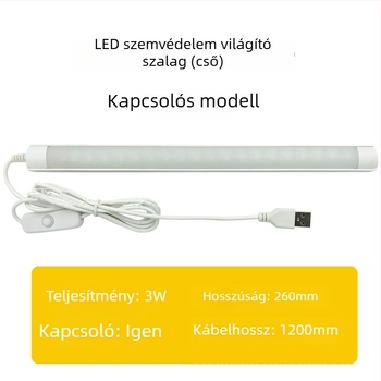 LED asztali lámpa szemvédő funkcióval, USB tápegység, feszültség ≤ 36V, CRI ≤ 70, megvilágítás Nemzeti Osztály A