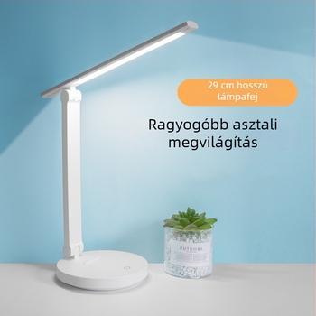 LED asztali lámpa diákoknak: hosszú karú, összecsukható, beépített akkumulátor és hálózati üzem (duális használat), érintéses kapcsoló, éjszakai fény és tanulási lámpa
