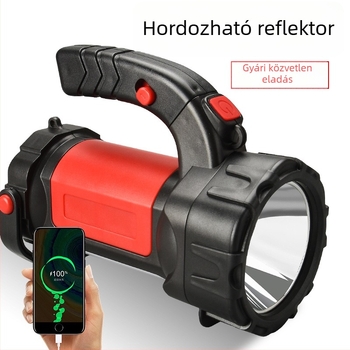 LED kézi zseblámpa 360°-os forgással, 600–800 lm, USB újratölthető, 100–200 m hatótáv, 4800 mAh akkumulátor