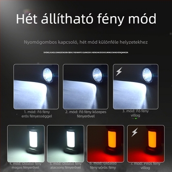 LED kézi zseblámpa 360°-os forgással, 600–800 lm, USB újratölthető, 100–200 m hatótáv, 4800 mAh akkumulátor