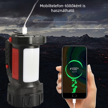 LED kézi zseblámpa 360°-os forgással, 600–800 lm, USB újratölthető, 100–200 m hatótáv, 4800 mAh akkumulátor