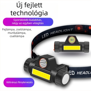 Tölthető LED fejlámpa mágneses rögzítéssel, vízálló, 10W, 1200mAh, fénysugár akár 200 m