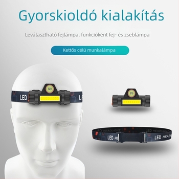 Tölthető LED fejlámpa mágneses rögzítéssel, vízálló, 10W, 1200mAh, fénysugár akár 200 m