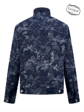 All-over virágos jacquard farmerdzseki - uniszex, álló gallér, cipzár, normál hossz, vízálló és nedvesség-elvezető