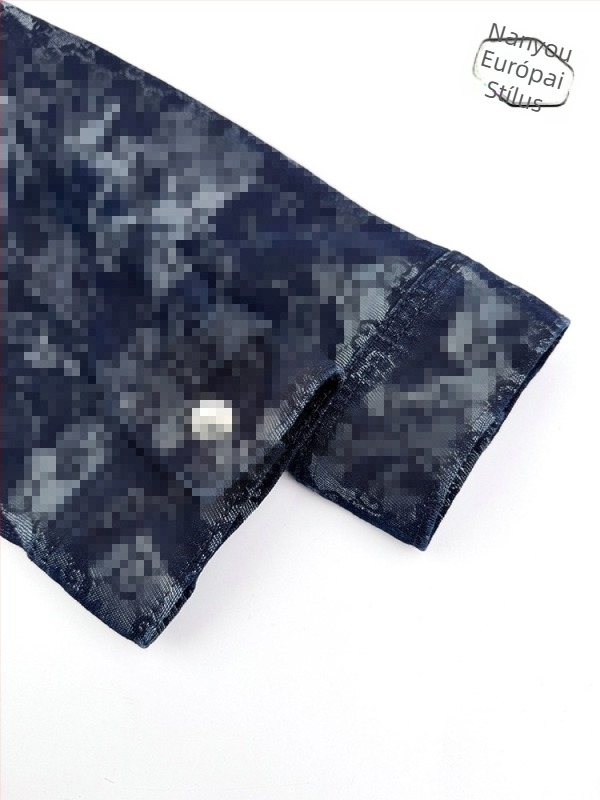 All-over virágos jacquard farmerdzseki - uniszex, álló gallér, cipzár, normál hossz, vízálló és nedvesség-elvezető
