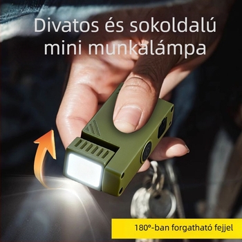 Újratölthető mini munkalámpa forgatható mágneses sapka-klippel – modell JC-306, 3,6 V, ABS ház, élettartam 1 000 000 óra