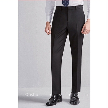 Férfi olasz stílusú egyenes szabású nadrág, slim-fit, professzionális üzleti nadrág, poliészter 70%.