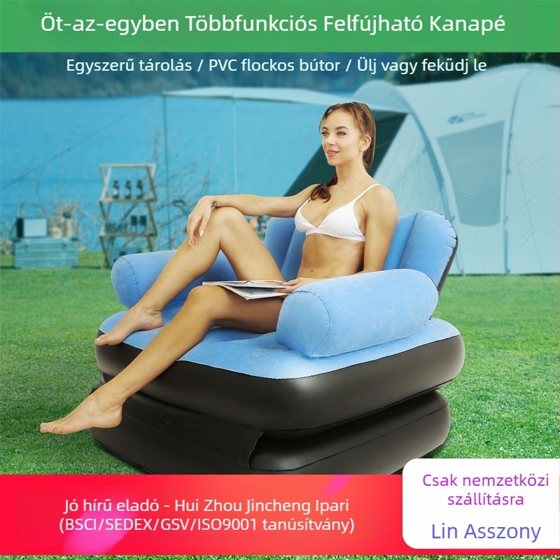 Felfújható ágy – öt az egyben kültéri kanapé-ágy, felület: kompozit anyag, kézi felfújás, külső pumpa