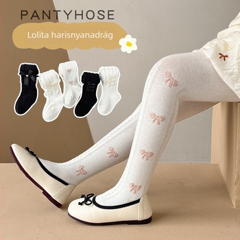 Gyerek harisnya tavasz-ősz, közepes vastagságú, 80% pamut, lélegző, hímzett mintákkal (csíkok, egyszínű, pöttyös)