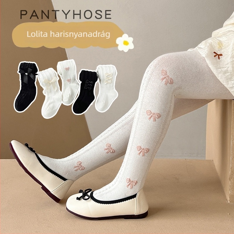 Gyerek harisnya tavasz-ősz, közepes vastagságú, 80% pamut, lélegző, hímzett mintákkal (csíkok, egyszínű, pöttyös)