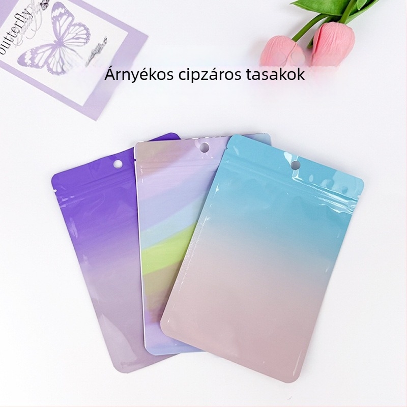 Önzáró blind táska alumíniumozott PET-kompozitból, ZIP típusú csomagolás, testreszabható mini meglepetésekhez, zárási hossz 10–30 cm