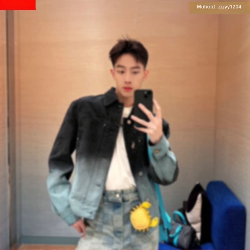 Dzseki lazán szabott, pamut anyagból, reveres gallér, hosszú ujjú, egyszerű gombos záródás