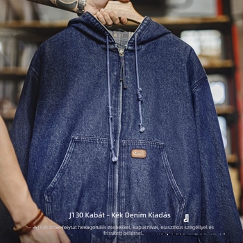 Japán stílusú munkaruha dzseki, kapucnival, pamut anyag, cipzár, több zseb (Őszi 2025)