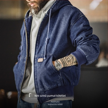 Japán stílusú munkaruha dzseki, kapucnival, pamut anyag, cipzár, több zseb (Őszi 2025)