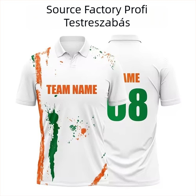 Férfi sportos polo rövid ujjú, szűk szabású, szublimációs nyomtatás, lélegző nedvesség-elvezető poliészter anyag