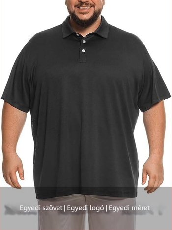 Férfi polo ing, laza szabás, rövid ujjú, lélegző nedvességelvezető és gyorsan száradó anyag, 90% poliészter / 10% spandex