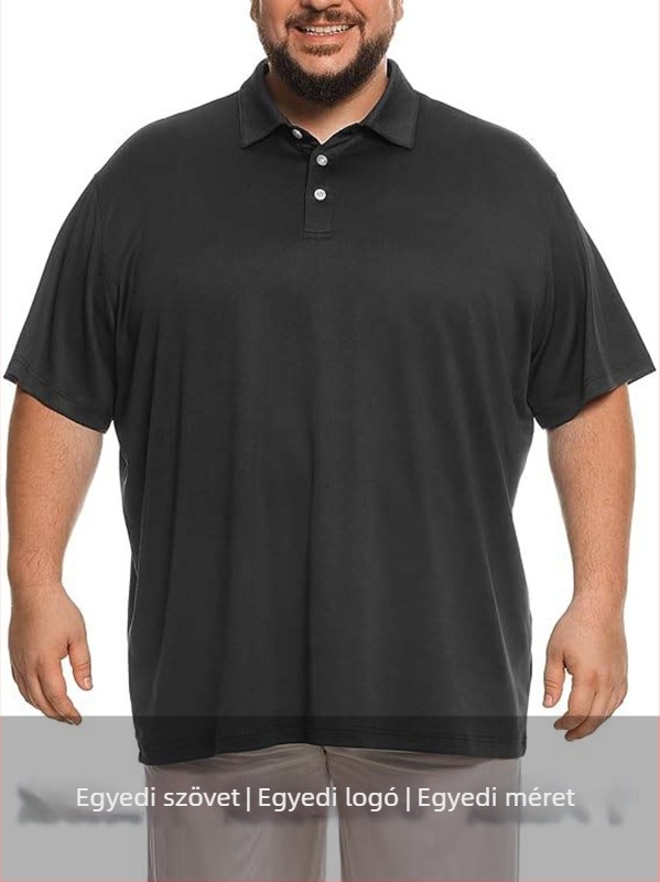Férfi polo ing, laza szabás, rövid ujjú, lélegző nedvességelvezető és gyorsan száradó anyag, 90% poliészter / 10% spandex