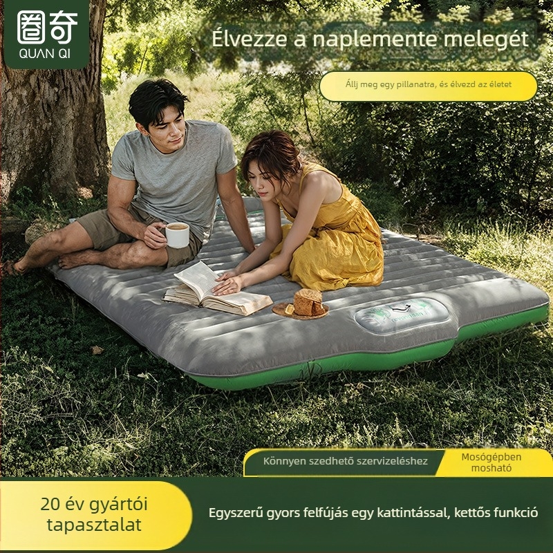 Kempingező felfújható ágy — Circle Odd, 1,6 kg, teherbírás 200 kg, flockos felület