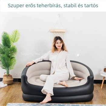 2 személyes felfújható flockolt PVC kanapé bel- és kültéri használatra, összecsukható, levegőpumpával felfújható, modell Srsf