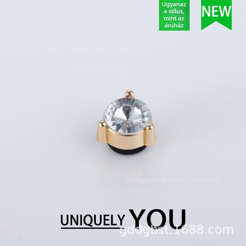 Crocs-stílus papucs kiegészítő fém strasszos virággal és kosár alakú csattal – papucsokhoz, egész éves viseletre