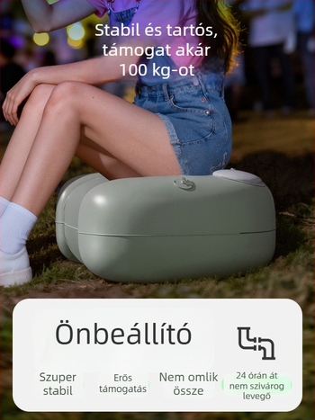 Kültéri felfújható ülőpárna vastagított lábtámaszával - nyomásos felfújás, 1 személy számára, nettó tömeg 500 g