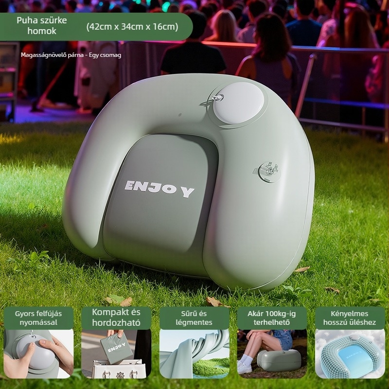 Kültéri felfújható ülőpárna vastagított lábtámaszával - nyomásos felfújás, 1 személy számára, nettó tömeg 500 g