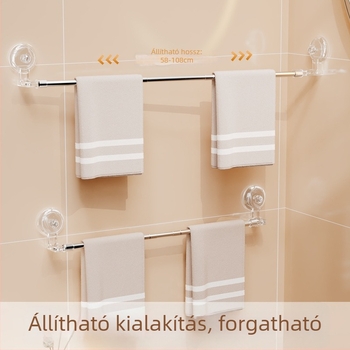 Fúrás nélküli törölközőtartó rozsdamentes acélból, kinyitható, vákuumos falra rögzíthető a fürdőszobába