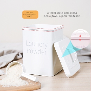 Fém gabonatároló tartály zárható, nedvességálló, élelmiszer-minőségű, rizs, liszt és kutya–macskatáp tárolására, 5–6 L kapacitás