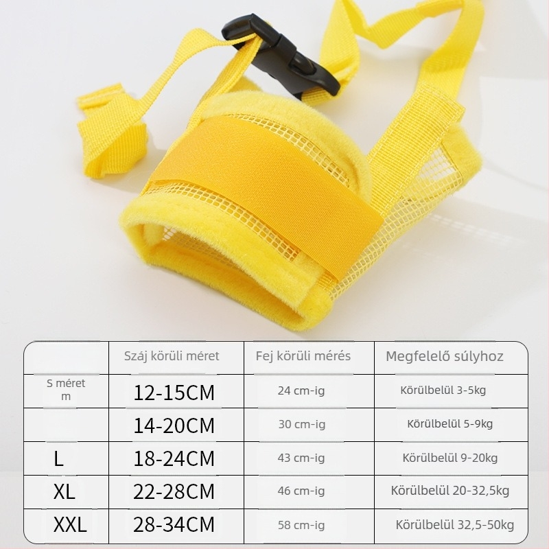 Kutyamuzzle anti harapás, anti ugatás és anti evés; anyag: Egyéb; doboz mennyiség: ls168000941; IP engedély: Nincs