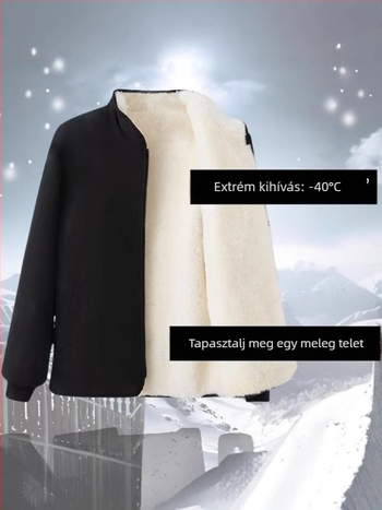 Férfi téli bunda shearling béléssel, belső báránygyapjúval, vastag tömés