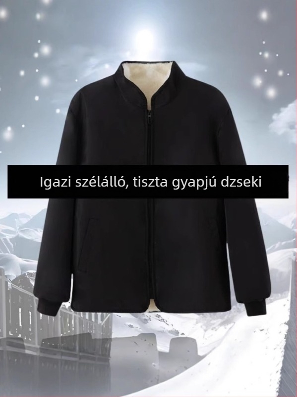 Férfi téli bunda shearling béléssel, belső báránygyapjúval, vastag tömés