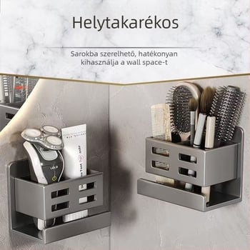 Műanyag falra szerelt fürdőszobai tároló, matt felület, teherbírás 1 kg, egy réteg, modell Storage rack