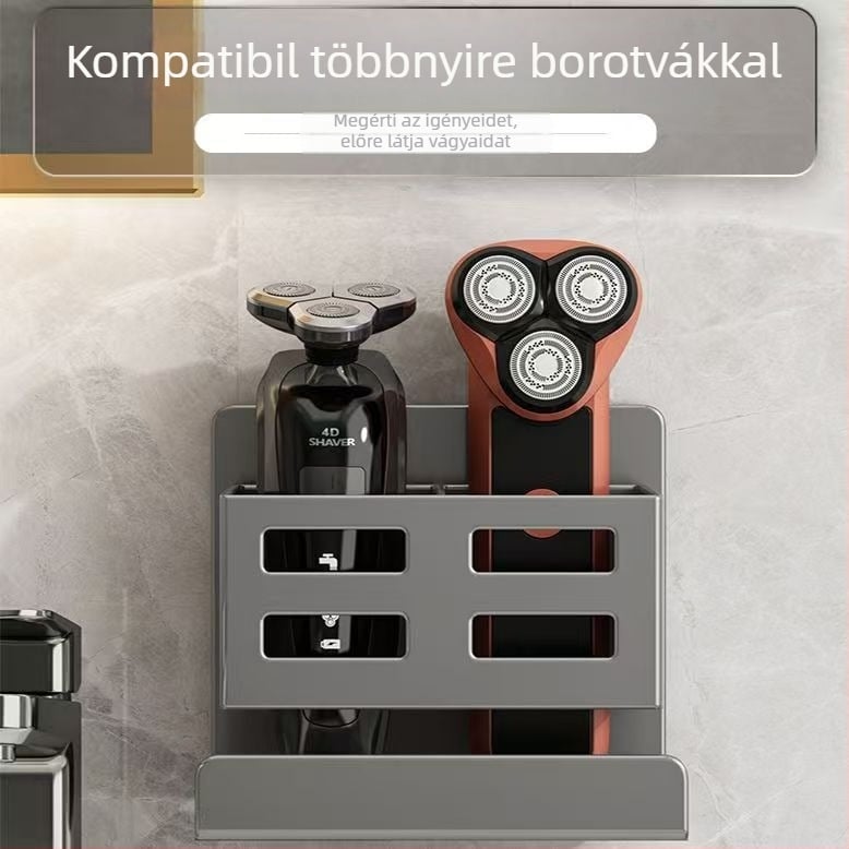Műanyag falra szerelt fürdőszobai tároló, matt felület, teherbírás 1 kg, egy réteg, modell Storage rack